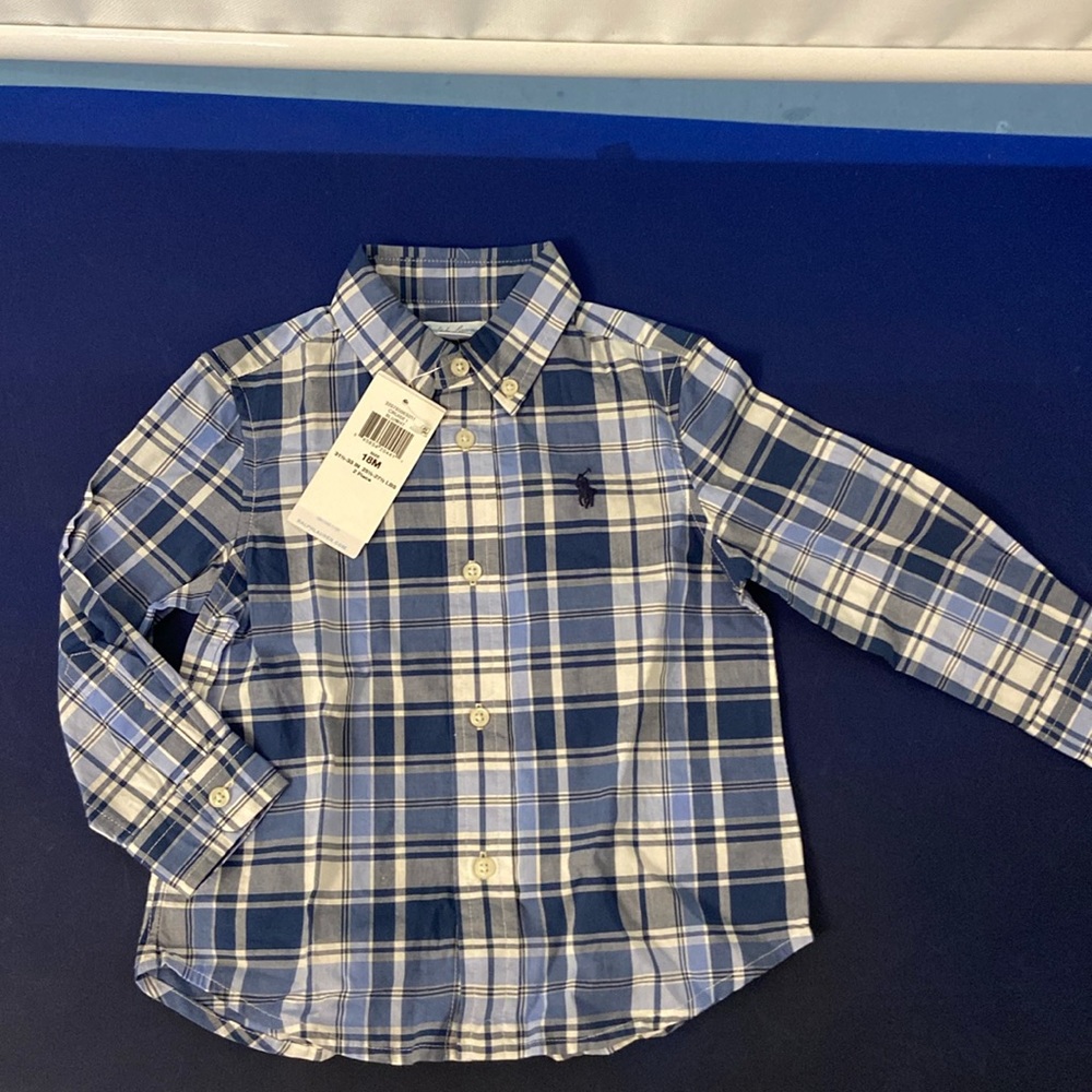 Ralph Lauren cotton long sleeve plaid shirt.